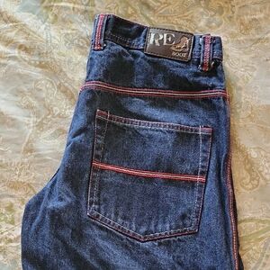 REBOOT DENIM SHORTS with Red Stitching